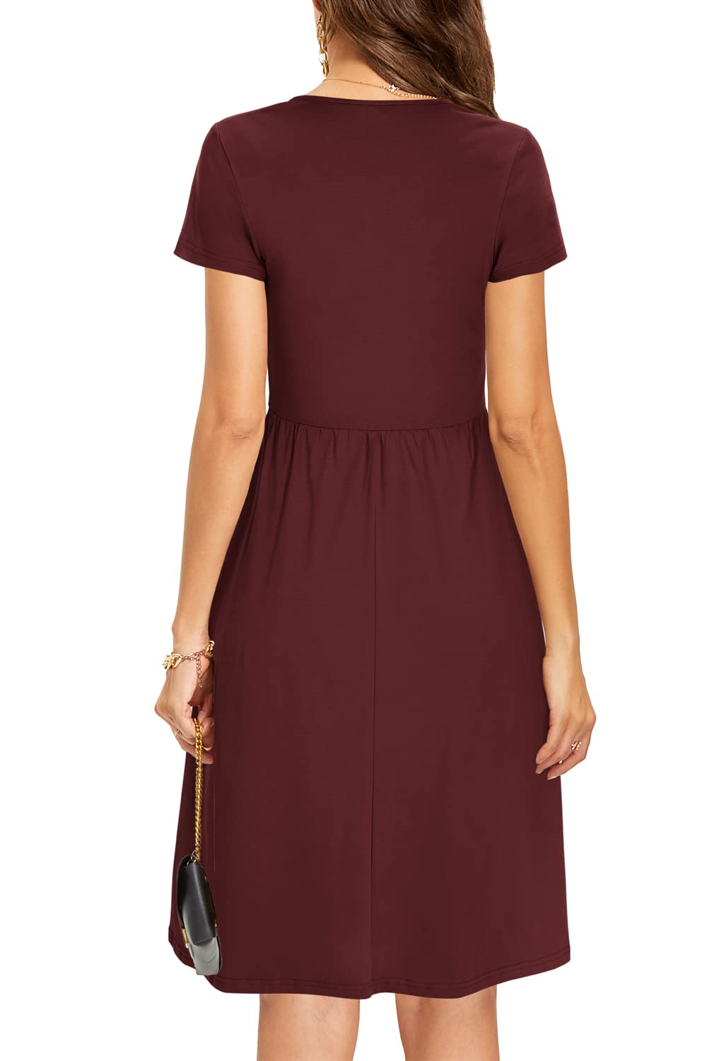 Vestido de verano para mujer, floral, manga corta, hasta la rodilla, con bolsillos, estilo casual y cómodo