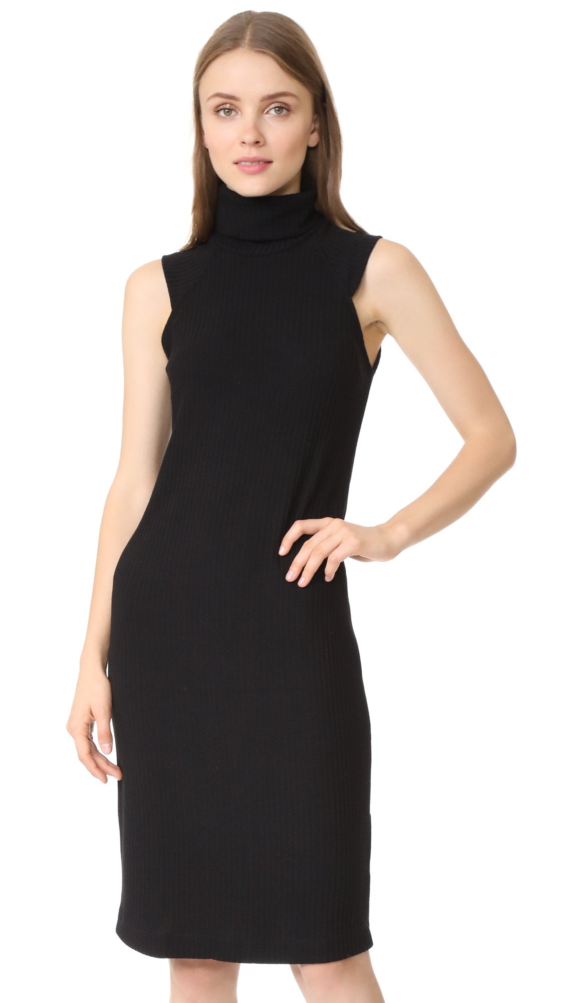 Vestido de punto para mujer, estilo melange, color negro, talla media, diseño cómodo y versátil