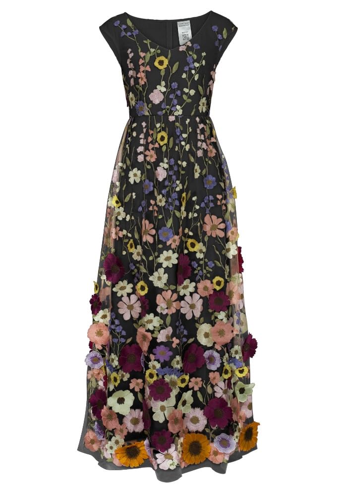 Vestido largo para mujer con apliques florales 3D, estilo elegante y moderno
