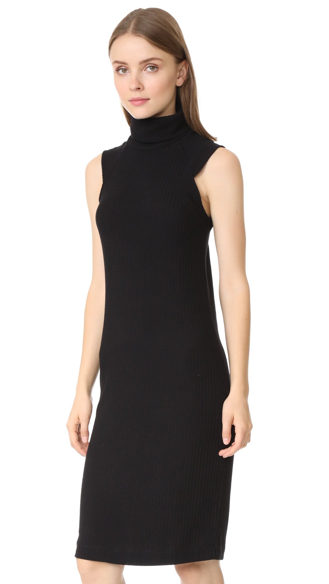Vestido de punto para mujer, estilo melange, color negro, talla media, diseño cómodo y versátil