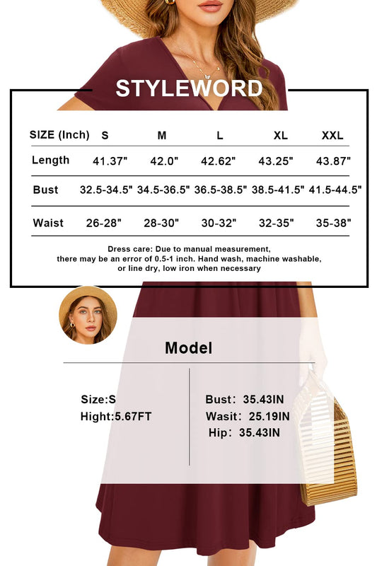 Vestido de verano para mujer, floral, manga corta, hasta la rodilla, con bolsillos, estilo casual y cómodo