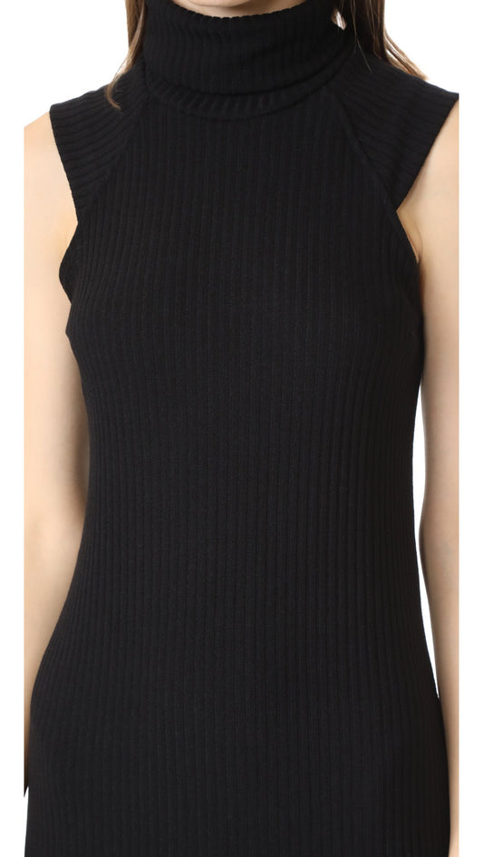 Vestido de punto para mujer, estilo melange, color negro, talla media, diseño cómodo y versátil