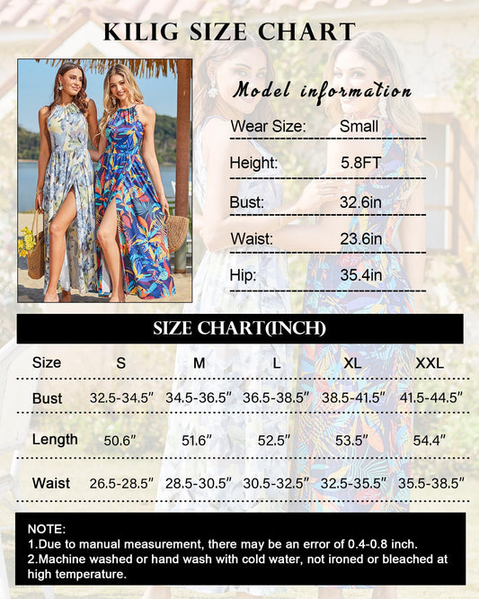 Vestido largo de verano para mujer con cuello halter, elegante, ideal para fiesta, invitadas de boda o uso casual, con abertura