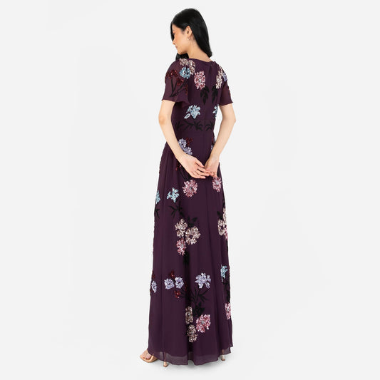 Vestido maxi para mujer con bordados, lentejuelas, botones delanteros y abertura, ideal para bodas, fiestas y eventos especiales
